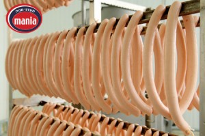 27294936 - lots of traditional sausage hanging in the warehouse